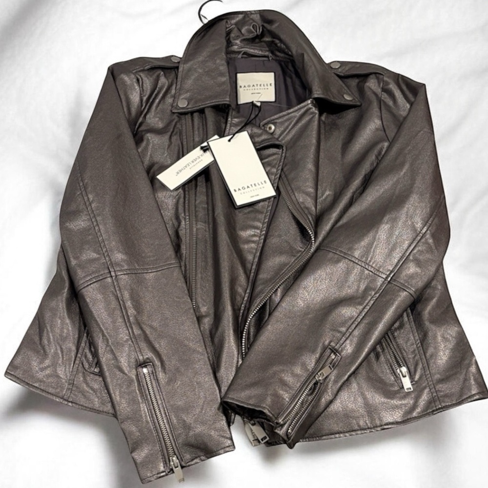 Bagatelle Women's Metallic Leather Jacket